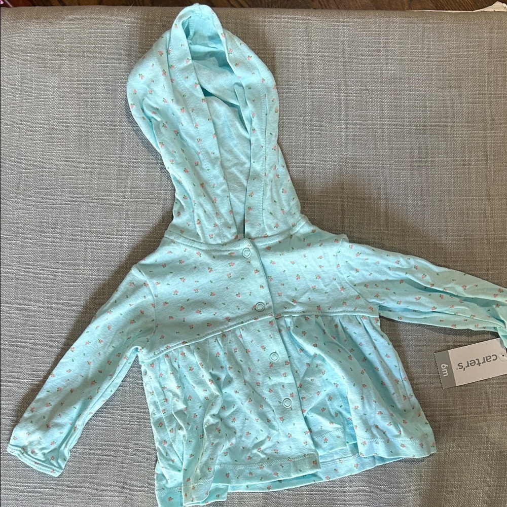 Carter's Aqua Hooded Baby Cardigan